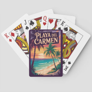 Playa del Carmen Illustration Reise Kunst Vintage Spielkarten