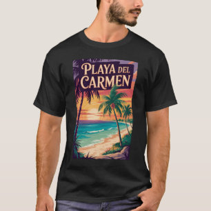 Playa del Carmen Illustration Reise Kunst Vintage T-Shirt