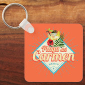 Playa del Carmen Mexico Retro Cocktail Vintag Schlüsselanhänger (Vorderseite)