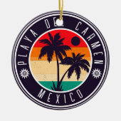 Playa del Carmen Mexico Retro Palm 60er Keramik Ornament (Vorne)