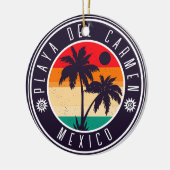 Playa del Carmen Mexico Retro Palm 60er Keramik Ornament (Links)