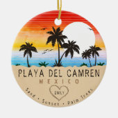 Playa del Carmen Mexico Retro Sunset Palm 60er Keramik Ornament (Vorne)