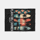 Playa Del Carmen Mexico Surfboard Surfing Retro _1 Fleecedecke (Vorderseite (Horizontal))