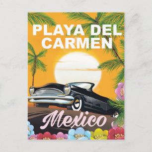 Playa del Carmen Mexikanisches Auto Reiseplakat Postkarte