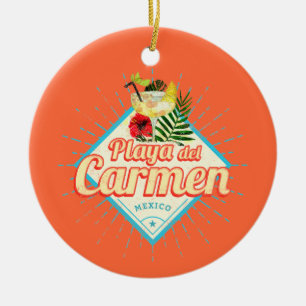 Playa del Carmen Mexiko Retro-Cocktail Vintage Keramik Ornament