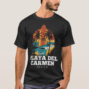 Playa Del Carmen Mexiko Surfboard Surfen Retro T-Shirt