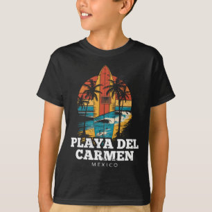 Playa Del Carmen Mexiko Surfboard Surfen Retro T-Shirt