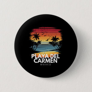 Playa Del Carmen Mexiko Surfboard Surfen Vintage Button