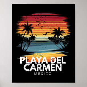 Playa Del Carmen Mexiko Surfboard Surfen Vintage Poster