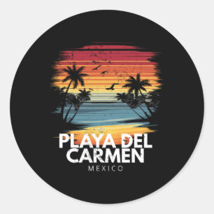 Playa Del Carmen Mexiko Surfboard Surfen Vintage Runder Aufkleber
