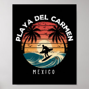 Playa Del Carmen Mexiko Surfboard Wellen Strand Poster
