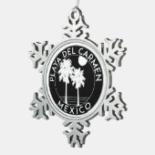 Playa del Carmen Mexiko tropisches Strandsurfen Schneeflocken Zinn-Ornament (Rechts)