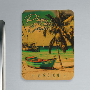 Playa del Carmen Mexiko Vintage Reisen Palm Beach Magnet