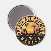 Playa del Carmen Palm Tree Retro 80er Mexican Play Magnet (Vorderseite/Rückseite)