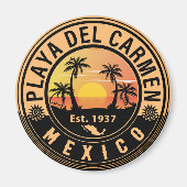Playa del Carmen Palm Tree Retro 80er Mexican Play Magnet (Vorne)