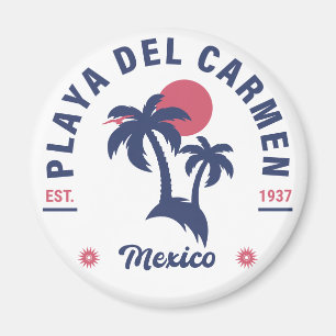 Playa del Carmen Palm Tree Retro 80er Mexican Play Magnet