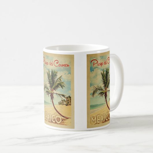 Playa del Carmen Palm Tree Wandern Kaffeetasse (VorderseiteRechts)