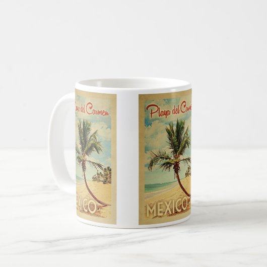 Playa del Carmen Palm Tree Wandern Kaffeetasse (Vorderseite Links)