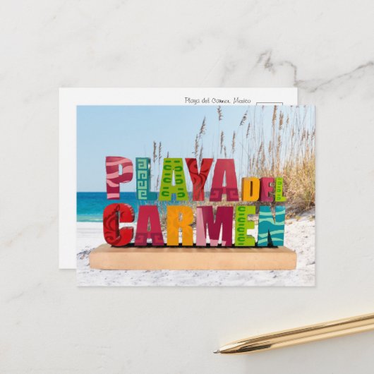 Playa del Carmen Signa Postkarte (Vorderseite/Rückseite Beispiel)