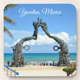 Playa del Carmen Statue am Strand Souvenir Getränkeuntersetzer