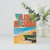 Playa del Carmen Vintage Reiseposter drucken Postkarte (Stehend Vorderseite)
