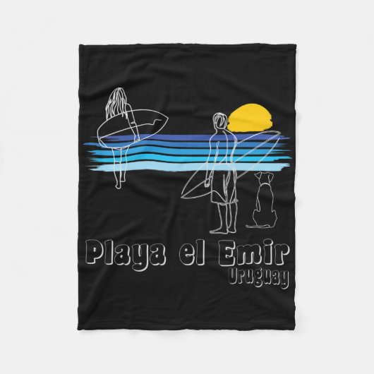 Playa El Emir Uruguay, Surfing Beach Surf Guy Girl Fleecedecke (Vorderseite)