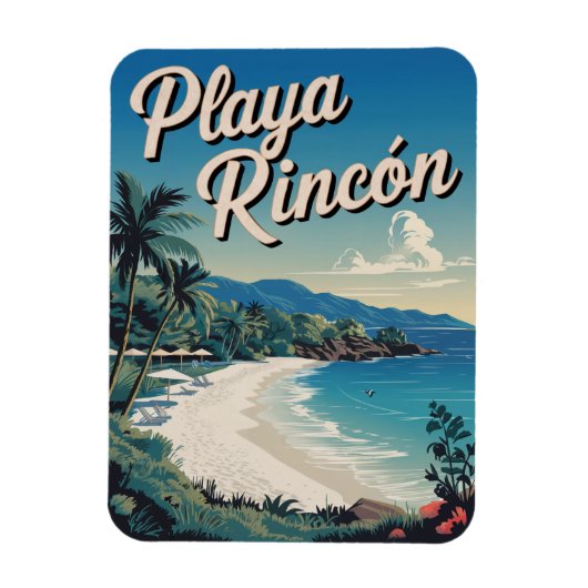 Playa Rincón Dominikanische Republik Vintag Magnet (Vertikal)