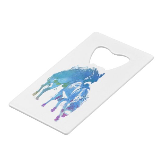 Playable Donkeys Wasserfarbe Geldbeutel Flaschenöffner (Rückseite Schrägansicht)