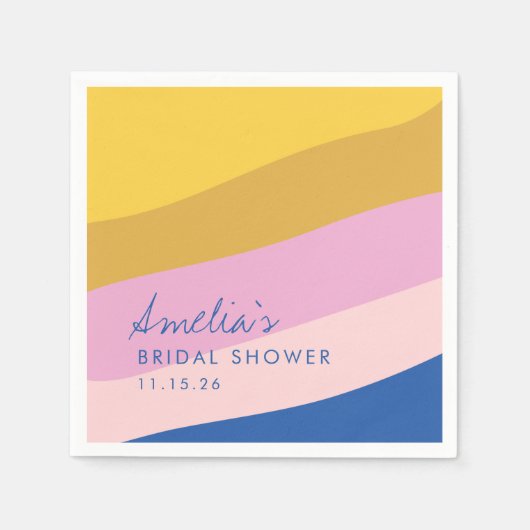 Playable Stripes Blue Yellow Custom Brautparty Serviette (Vorderseite)