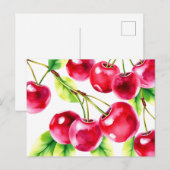 Playable Watercolor Cherries Postkarte (Vorne/Hinten)