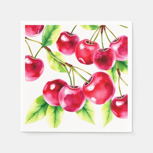 Playable Watercolor Cherries Serviette (Vorderseite)