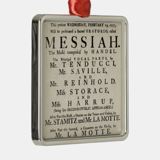 Playbill, das eine Leistung annonciert Silbernes Ornament (Rechts)