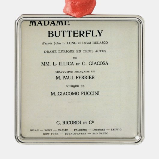 Playbill für Madame Butterfly durch Giacomo Silbernes Ornament (Vorne)