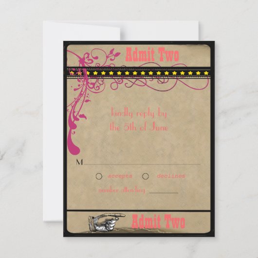 Playbill Ticket UAWG Himbeere Koralle und Gelb Einladung (Rückseite)