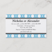 Playdate blaue Tupfen-Visitenkarten Telefonnummerkarte (Rückseite)