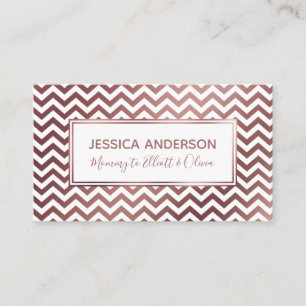 Playdate Calling Card in Roségold & Weiß Chevron Telefonnummerkarte