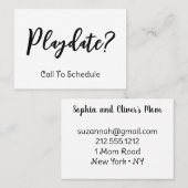 Playdate Mommy Calling Card Telefonnummerkarte (Vorne/Hinten)