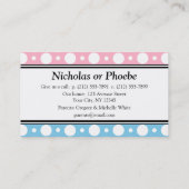 Playdate Pink Blue Polka Dots Visitenkarten Telefonnummerkarte (Rückseite)