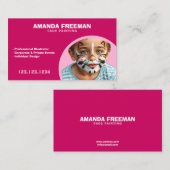 Playend Rosa und Weiß Gesichtsmaler Künstler Visitenkarte (Vorne/Hinten)