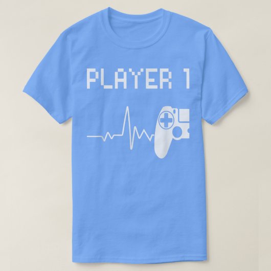 Player 1 Heart Beat Video Game Pärchen Matching Ga T-Shirt (Design vorne)