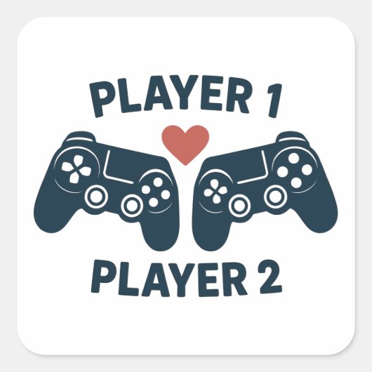Player 1 Player 2 Paar Gamer Aufkleber (Vorderseite)