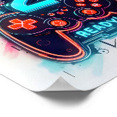 Player 2 Bereit Neon Gamer Art Poster (Ecke)