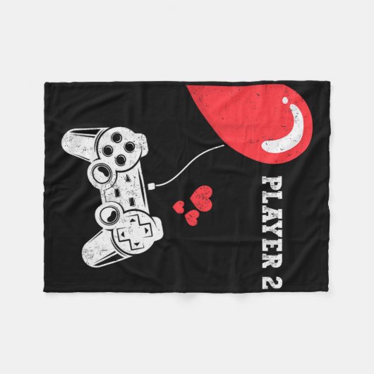 Player 2 Valentines Day Gaming Matching Couple Gam Fleecedecke (Vorderseite (Horizontal))