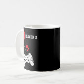 Player 2 Valentines Day Gaming Matching Couple Gam Kaffeetasse (Vorderseite Links)