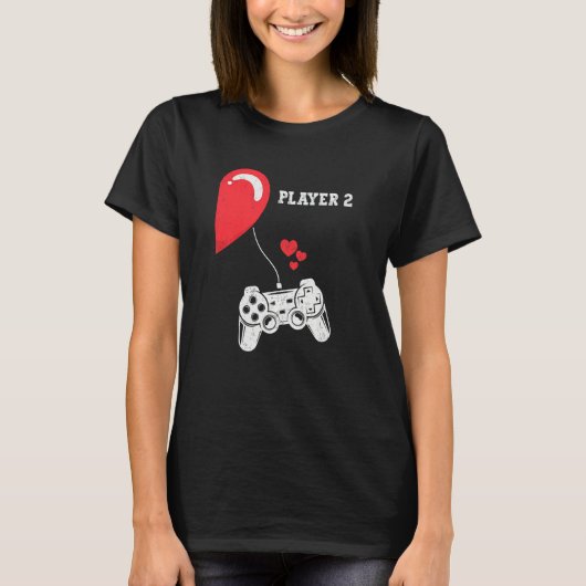 Player 2 Valentines Day Gaming Matching Couple Gam T-Shirt (Vorderseite)
