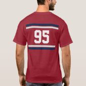 Player Jersey Number Sports Stripes Red Blue Clipb T-Shirt (Rückseite)
