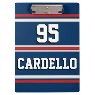 Player Jersey Number Sports Stripes Red Blue Klemmbrett