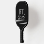 Player Monogram (Name initial) auf Black Pickleball Schläger (Links)