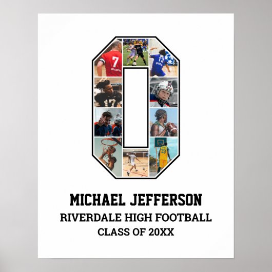 Player Number 0 Senior Sports Team Photo Collage Poster (Vorne)