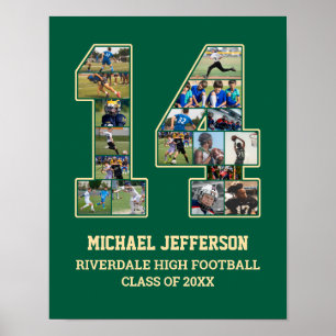 Player Number 14 Senior Sports Team Foto Collage Poster